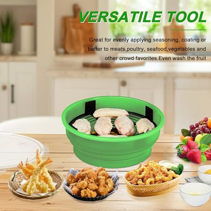Collapsible Batter Bowl - Breading Bowl Shaker with Lid , Grass Green - color: Grass Green