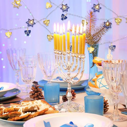 Glooglitter 2 Pcs 10ft Hanukkah String Lights Indoor Decor Battery Powered Lights String for Chanukah Ramadan 4th of July Bedroom Window Party(Hexagon)