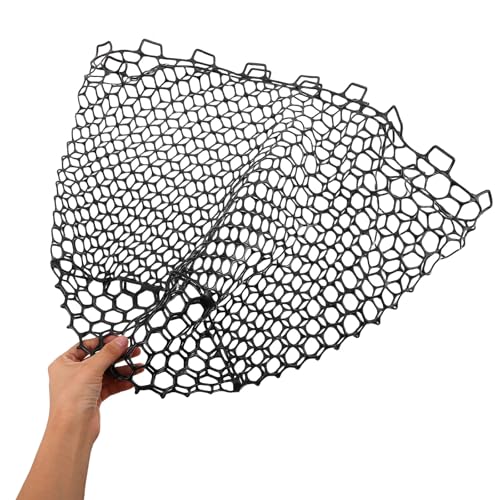 Luxshiny Silicone Fishing Net Replacement Mesh Bag, Lightweight Large Fish Landing Net Head, Black Sturdy Silicone Mesh for Freshwater and Saltwater Anglers