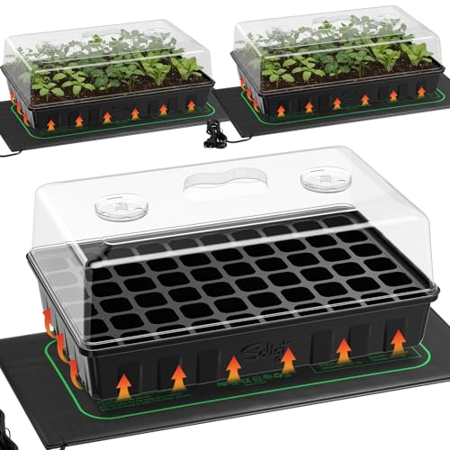 SOLIGT 3 Set 60-Cell Seed Starter Kit with Domes, Cell Trays and Heat Mats | Cloning, Propagation and Germination Station - size: 3 SET