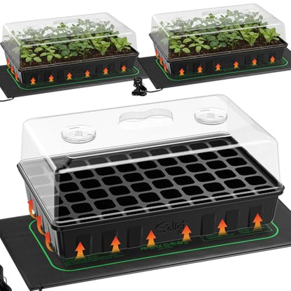 SOLIGT 3 Set 60-Cell Seed Starter Kit with Domes, Cell Trays and Heat Mats | Cloning, Propagation and Germination Station - size: 3 SET