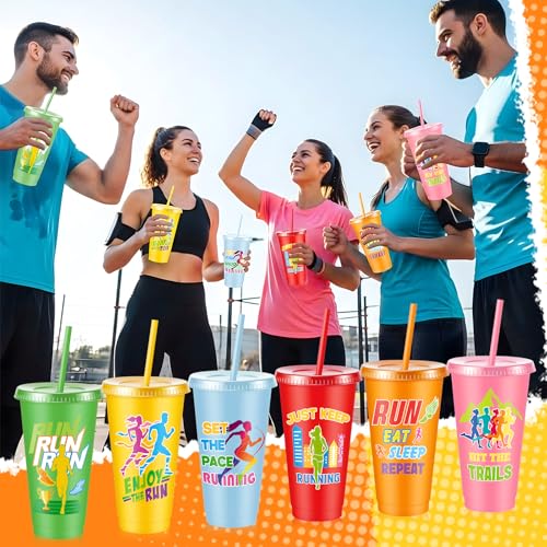 Chuangdi 12 Pcs Cross Country Party Plastic Cups for Marathon Runners, 24 oz Reusable Running Tumblers Bulk Gift for Track and Field Team Accessories Cross Country Party Favors Supplies Decors - style: Cross Country