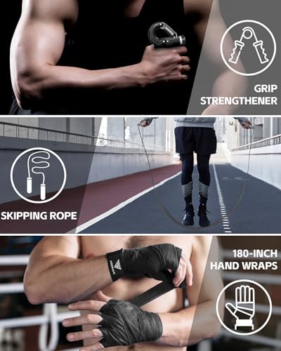 Punching Bag for Adults, 4ft PU Heavy Boxing Bag Set 12OZ Gloves for MMA Muay Thai Kickboxing Training Home Gym, Martial Art (Unfilled) - color: White