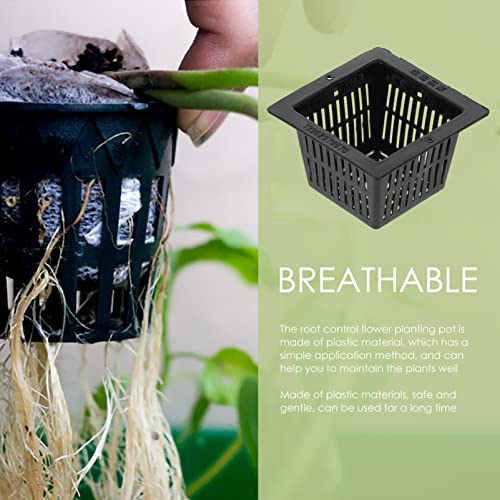 Yardwe 20pcs Planting Mesh Net Cup Square Plant Net Pots Plant Basket for Hydroponics Aquaponics Orchids - size: 20PCS