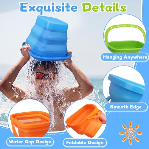 Jumbo Beach Sand Bucket Toy for Kids, 3L Collapsible Sandbox Pail, Easter Buckets, 3 Pack Multi Use Tool for Garden, Planting, Camping, Storage Fishing, Washing, Summer Holiday Travel Birthday Gifts - style: Square