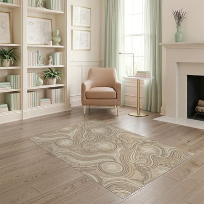 4'x6' Washable Geometric Shark Accent Rug, Beige Non-Shedding Small Carpet Pet Friendly & Non-Slip for Playroom, Bedroom, Reading Nook | Ref:2067662 - color: Beige/Pattern 20, size: 4' x 6' (Rectangular)