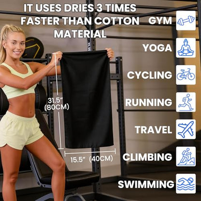Microfiber Gym Towels - Gym Sweat Sports Towel, Set of 5 Pastel, Black | Quick Dry, Highly Absorbing, Odor-Free, for Men & Women - for Hot Yoga, Tennis, Running, Workout, Camping, 15.5 * 31.5Inch