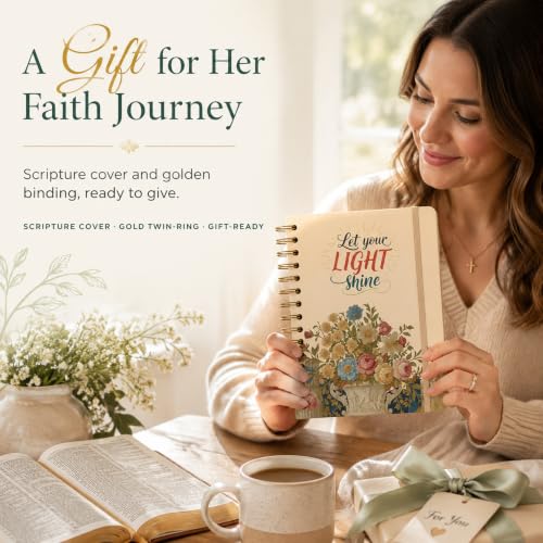140 Pages Hardcover Blank Christian Notebook,Let Your Light Shine | Lined Pages with Bible Verse Cover – Inspirational Writing Spiral Notebook for Bible Study and Prayer - color: Light Shine