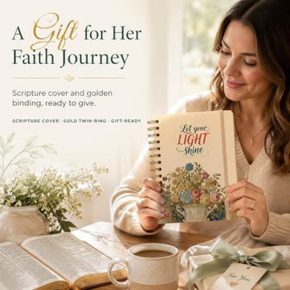 140 Pages Hardcover Blank Christian Notebook,Let Your Light Shine | Lined Pages with Bible Verse Cover – Inspirational Writing Spiral Notebook for Bible Study and Prayer - color: Light Shine