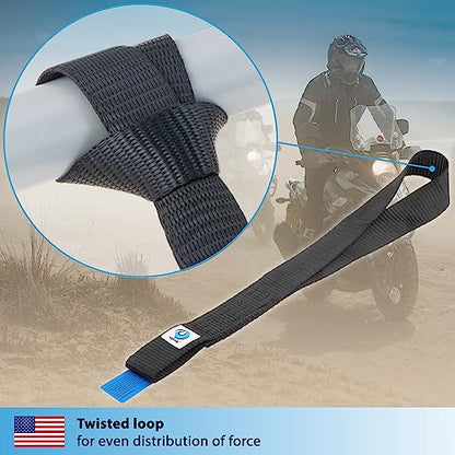 valonic Condor - Soft Loop tie Down Straps Heavy Duty - 4 Pack, 7716lbs, 1.4" x 18", Double Stitched, Black - for Motorcycle Handlebar