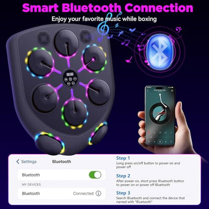 YORWHIN Smart Music Boxing Machine for Adults and Kids, Bluetooth Boxing Equipment with Boxing Gloves, Wall Mounted Electronic Punching Machine for Home Gym Workout Indoor - style: Large Shield