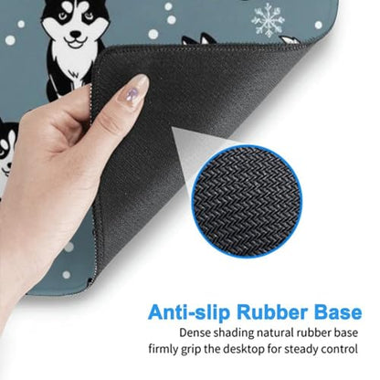 Office Home Gaming Mouse Pad Husky Puppies Snowflakes Dogs Snowflake, Large Size Waterproof Desktop Keyboard Cushion Mat - color: Pattern (157), size: 29.5L x 15.8W inches