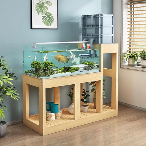 Heavy Duty Solid Wood Aquarium Stand - Double-Layer Design for Fish Tanks & Terrariums, Easy Assembly, Durable Home Decor, Perfect for Aquatic & Reptile Enthusiasts
