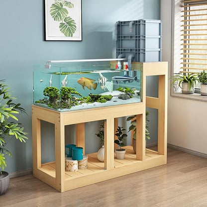 Heavy Duty Solid Wood Aquarium Stand - Double-Layer Design for Fish Tanks & Terrariums, Easy Assembly, Durable Home Decor, Perfect for Aquatic & Reptile Enthusiasts