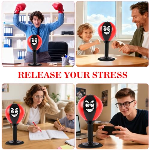 Desktop Mini Punching Bag for Kids&Adults-Stress Buster with Suction Cup for Office Table and Counters,Fun Gifts Suitable for All Ages - color: Black&Red