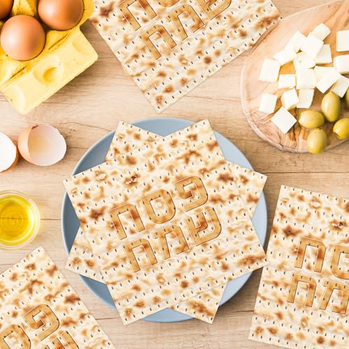 Rakuto Passover Matzo Napkins Decorations, 100PCS Happy Passover Dinner Hand Napkins Disposable Party Decorations, Pesach Napkins Decor for Jewish Festival Kitchen Table Bathroom Party Supplies - style: Passover Matzo