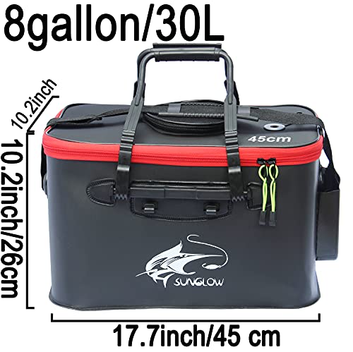 Grneric Fishing Bucket, 6Gallon/8Gallon/10Gallon Foldable Fish Bucket,Live Fish Container Multi-Functional Live Fish Bait Bucket,Outdoor Camping EVA Fishing Bag and Fish Protection Bucket - color: 30l/8gallon(black)