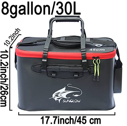 Grneric Fishing Bucket, 6Gallon/8Gallon/10Gallon Foldable Fish Bucket,Live Fish Container Multi-Functional Live Fish Bait Bucket,Outdoor Camping EVA Fishing Bag and Fish Protection Bucket - color: 30l/8gallon(black)