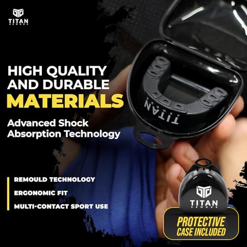 Mouth Guard Boxing, Dual-Layer Boil & Bite Mouthguard, Adult | Premium Dual-Layer | Case Included | Adult & Youth Custom-Fit Mouthpiece | Football, MMA, Hockey, Lacrosse, BJJ, Basketball - color: Black, size: Junior Under 11