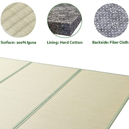 Natural Igusa Rush Grass Floor Tatami Mat,Queen 80" x 60" x 0.5" | Japanese Portable Folding Firm Traditional Bed Mattress, Foldable Pad Futon,for Sleeping,Sitting,Yoga,Relaxing,Zen - size: Queen