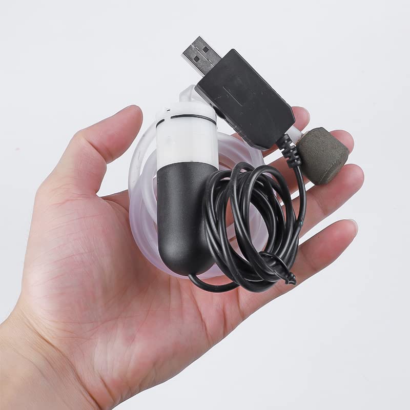 Mini Aquarium Air Pump,USB air Pump for 5 Gallon Aquarium Decorations Adjustable Fish Tank Aerator Includes Aquarium Oxygen Tube + Air Stones, USB Power Bank Aquarium air Pump