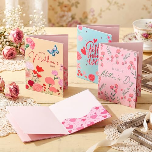 AmazingSpark 4 Set Mini Mother's Day Gift Card Book Mother's Money Holder Envelope Booklet for Cash Mom Surprise Money Card Sleeve Book Mom Party Gift for Birthday Adults Holiday Appreciation - style: Mother's Day