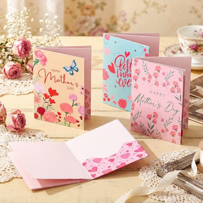 AmazingSpark 4 Set Mini Mother's Day Gift Card Book Mother's Money Holder Envelope Booklet for Cash Mom Surprise Money Card Sleeve Book Mom Party Gift for Birthday Adults Holiday Appreciation - style: Mother's Day
