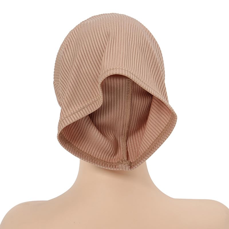 PURFUN 3 Pcs Muslim Inner Hijab Caps Women Solid Color Under Hijab Caps Stretchy Breathable Full Cover Undercap Tube Bonnet - color: Black+white+brown