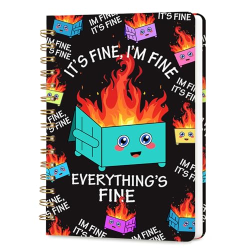 Lined Spiral Journal Notebook, A5 College Ruled Spiral Notebook for Women, Hardcover with Elegant Design for Work and Note-Taking, 5.5 * 8.25 inch, 160 Pages, Fire - color: Fire
