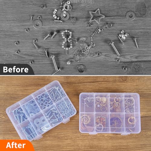 QUEFE 4 Pack 8 Grids Bead Organizers and Storage Tackle Box Organizer Plastic Organizer Box with Removable Dividers or Candies Snacks Electronics Jewelry Small Parts - size: 4pcs