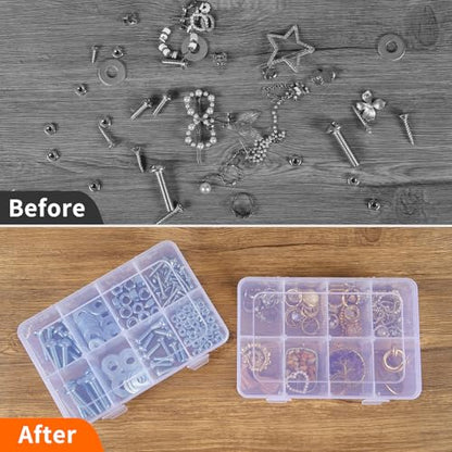 QUEFE 4 Pack 8 Grids Bead Organizers and Storage Tackle Box Organizer Plastic Organizer Box with Removable Dividers or Candies Snacks Electronics Jewelry Small Parts - size: 4pcs