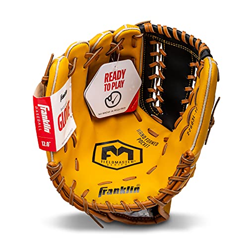 Franklin Sports Field Master Baseball + Softball Glove - Field Master Adult + Youth Baseball + Softball Mitt - Men's + Women's Gloves - color: Tan, style: 12" - Trapeze Web
