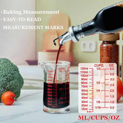 Ackers 4oz Glass Measuring Cup – Shot Glass with Ounce,Ml,Cups Markings for Kitchen & Bar(Pack of 2) - color: Red(Pack of 2)