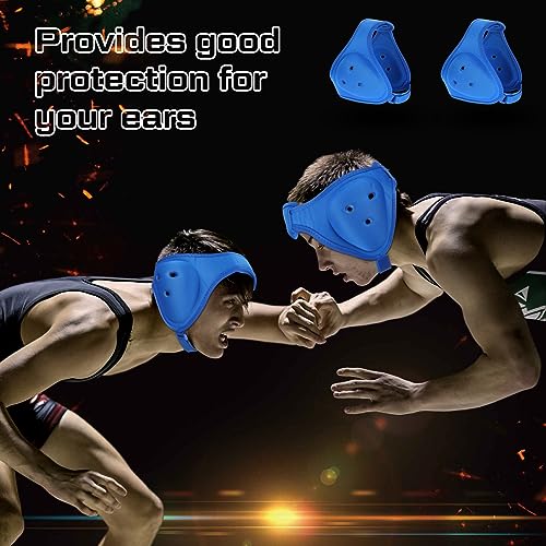 Jerify 2 Pcs Wrestling Headgear for Kids Youth Soft Grappling Headgear Wrestling Adjustable Ear Guard Protective(Blue) - color: Blue