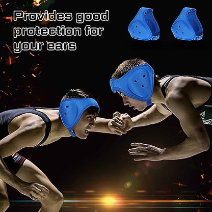 Jerify 2 Pcs Wrestling Headgear for Kids Youth Soft Grappling Headgear Wrestling Adjustable Ear Guard Protective(Blue) - color: Blue