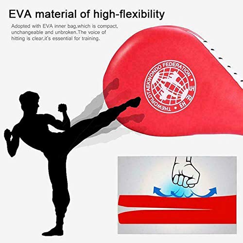 ausuky Taekwondo Double Kick Pad Target Tae Kwon Do Karate Foot Practice - color: Red
