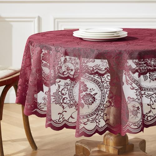 36 Inch Round Gothic Red Tablecloth. SHT Burgundy 36" - color: Burgundy, size: 36" (Round)