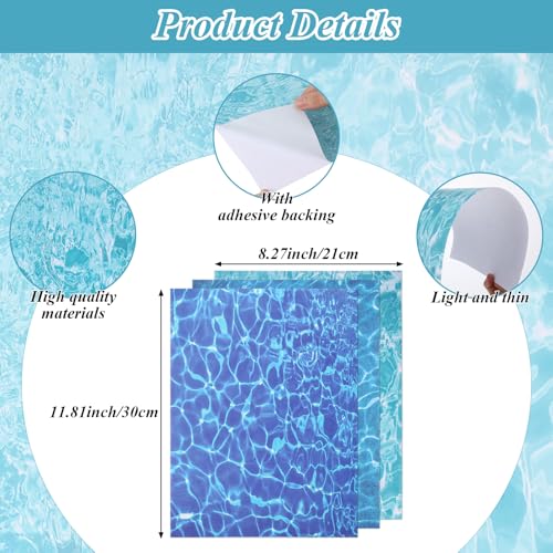 6 PCS Water Sticker, Self Adhesive Artificial Water Effect Sheet | Dollhouse & DIY Decor, Fake Lake Ocean River Scenery Stickers for Miniature Diorama Supplies