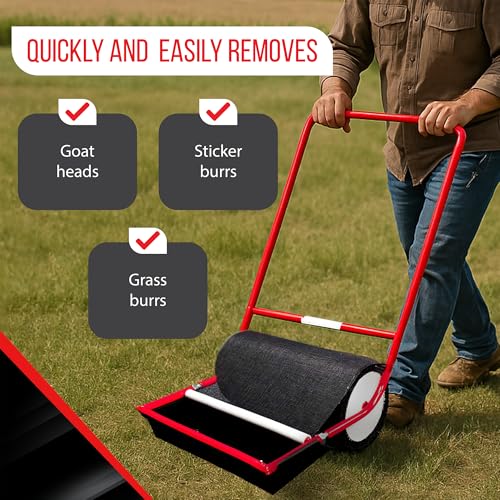 X-Large Remover Yard Tool Wide for Easy Yard Cleanup - Push Model 2.0 for Burr & Sticker Removal - Effortless Goat Head Roller and Picker - Made in USA (18" Extra Wide) - size: Extra Wide