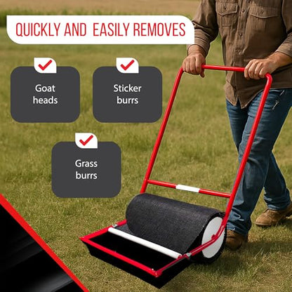 X-Large Remover Yard Tool Wide for Easy Yard Cleanup - Push Model 2.0 for Burr & Sticker Removal - Effortless Goat Head Roller and Picker - Made in USA (18" Extra Wide) - size: Extra Wide
