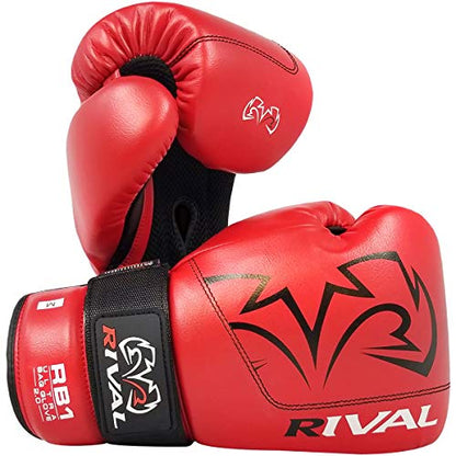 RIVAL Boxing RB1 2.0 Ultra Bag Gloves, Hook and Loop Closure, Super-Resistant Microfiber, High-Density Foam, Breathable Mesh Palm - color: Red, size: Small