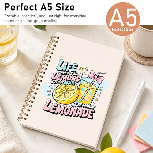 Bible Verse Journal Notebook - Religions Gifts for Women, Inspirational Hardcover Note Book for Church Notting Stationery Supplies Christian Gift for Prayer 5.5x8.3 Inches - color: Life Gave Me Some Lemons But My Jesus He Be Makin' Lemonade