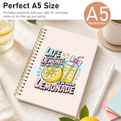Bible Verse Journal Notebook - Religions Gifts for Women, Inspirational Hardcover Note Book for Church Notting Stationery Supplies Christian Gift for Prayer 5.5x8.3 Inches - color: Life Gave Me Some Lemons But My Jesus He Be Makin' Lemonade