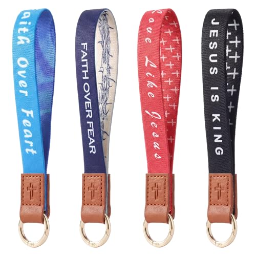 Nosiny 4 Pcs Bible Verse Keychain NFC Christian Keychain for Keys, Wallet, Phone, Christian Faith Gift for Men and Women(Classic)