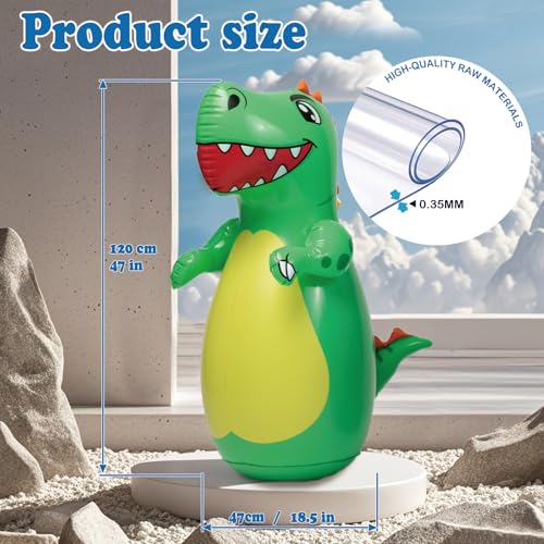 Inflatable Dino Punching Bag for Kids- Durable Bop Bag Toy for Kid with Instant Bounce Back, Dinosaur Toys for Kids 3-5, 5-7, Great for Boys and Girls (47” Tall)