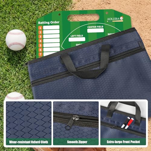 AOLEBA Baseball Lineup Board for Dugout,Dry Erase Magnetic Metal Baseball Clipboard for Coaches - style: Horizontal - Green with Handbag