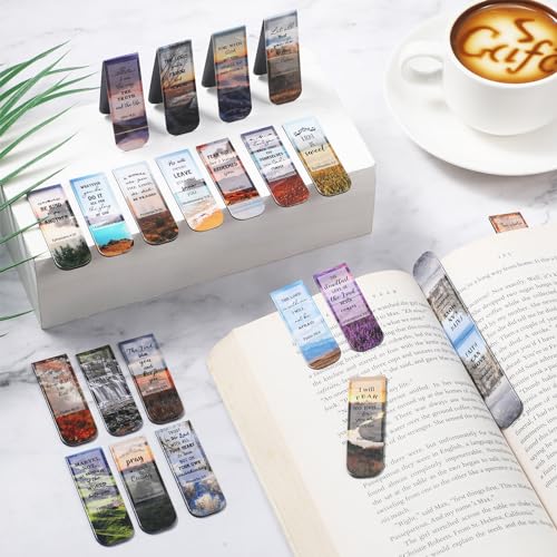 Zonon 48 Pcs Bible Verse Magnetic Christian Bookmarks Clips Forest Style - style: Forest Style