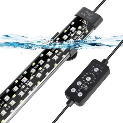 hygger Submersible LED Aquarium Light, 21W 23in 24/7 Mode Fish Tank Light with 5 Rows Beads, with Timer 9 Colors and Adjustable Brightness, Full Spectrum IP68 Waterproof Light for Fish Tank 24-43 inch - size: 23in 21W