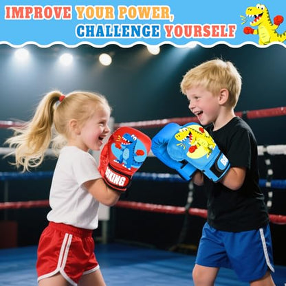Kids Boxing Gloves for Boys & Girls, Youth Boxing Training Gloves for Kids Age 3 to 9 Years, 4OZ Training Sparring Gloves for Punching Bag Kickboxing Muay Thai MMA - color: Red & Blue