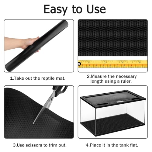 120 Gallon Reptile Terrarium Mat Liner, 96" X 24" Bearded Dragon Tank Accessories, Bearded Dragon Substrate flooring for 4x2x2 Reptile Enclosure, Reptile Bedding Carpet for Gecko,Lizard, Black - size: 24 X 96-inches